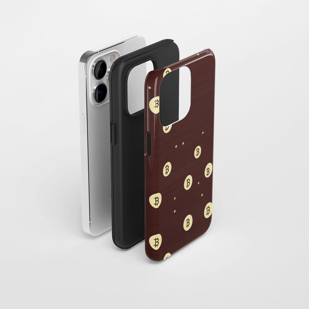 Double-Layer Semi-Handprinted Tough Matte BTC (Bitcoin) iPhone Case