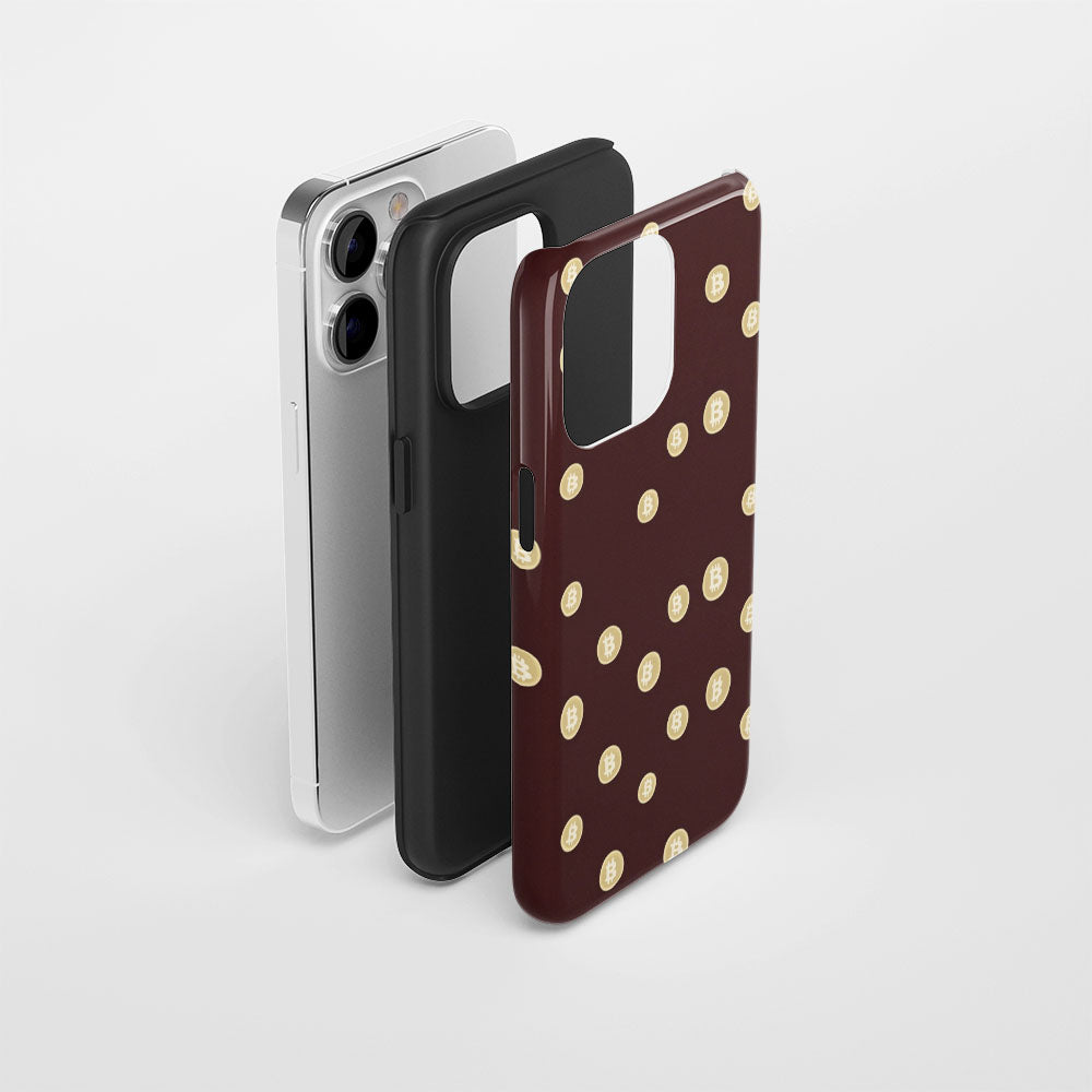 Double-Layer Semi-Handprinted Tough Matte BTC (Bitcoin) iPhone Case