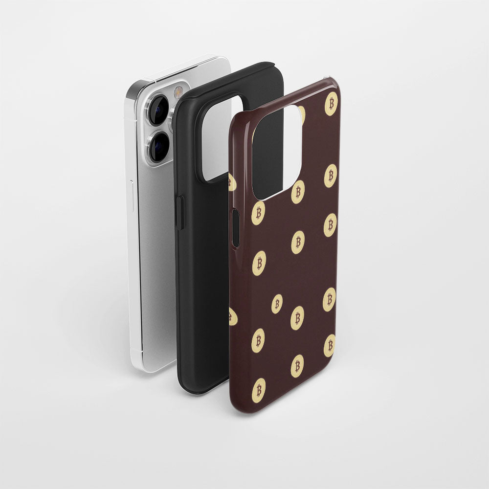 Double-Layer Semi-Handprinted Tough Matte BTC (Bitcoin) iPhone Case