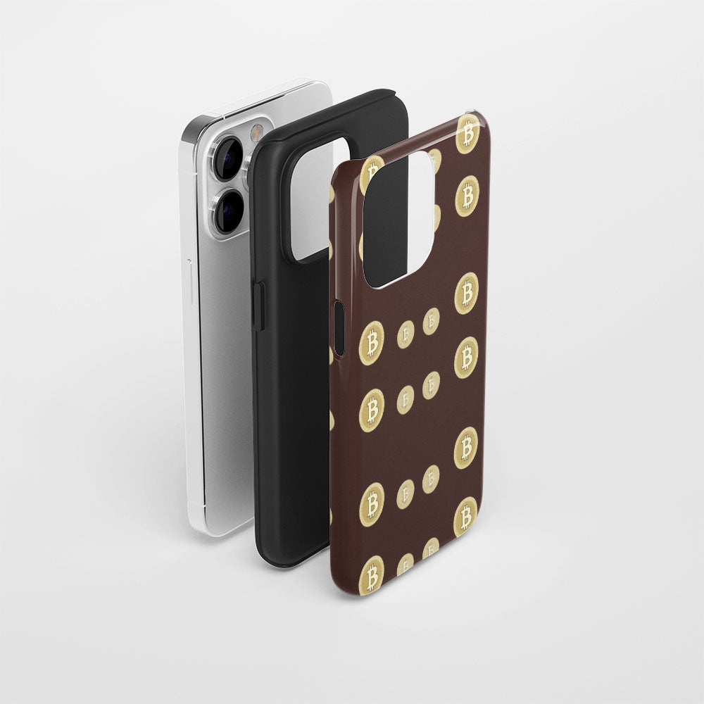 Double-Layer Semi-Handprinted Tough Matte BTC (Bitcoin) iPhone Case