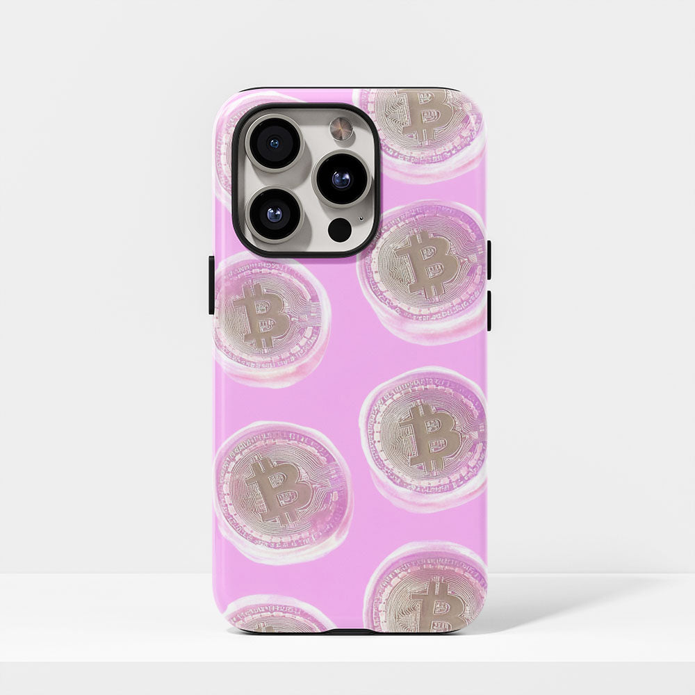 Double-Layer Semi-Handprinted Tough Matte BTC (Bitcoin) iPhone Case