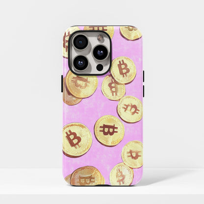 Double-Layer Semi-Handprinted Tough Matte BTC (Bitcoin) iPhone Case