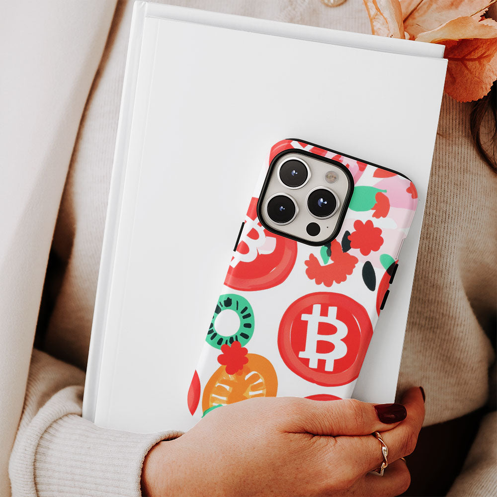 Double-Layer Semi-Handprinted Tough Matte BTC (Bitcoin) iPhone Case