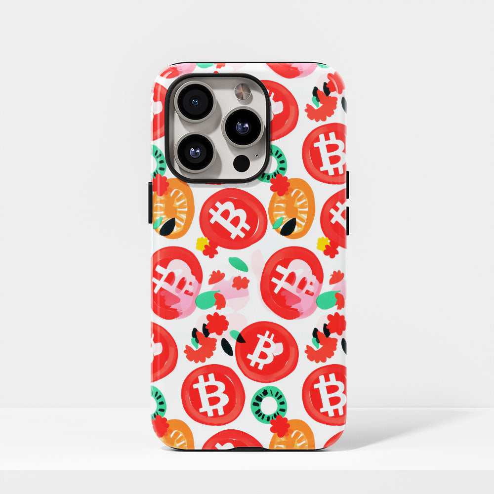 Double-Layer Semi-Handprinted Tough Matte BTC (Bitcoin) iPhone Case