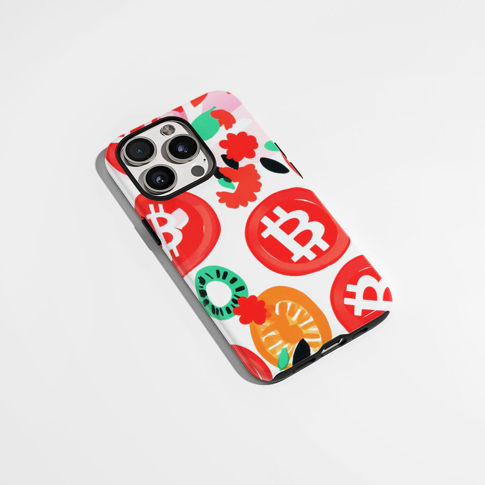 Double-Layer Semi-Handprinted Tough Matte BTC (Bitcoin) iPhone Case