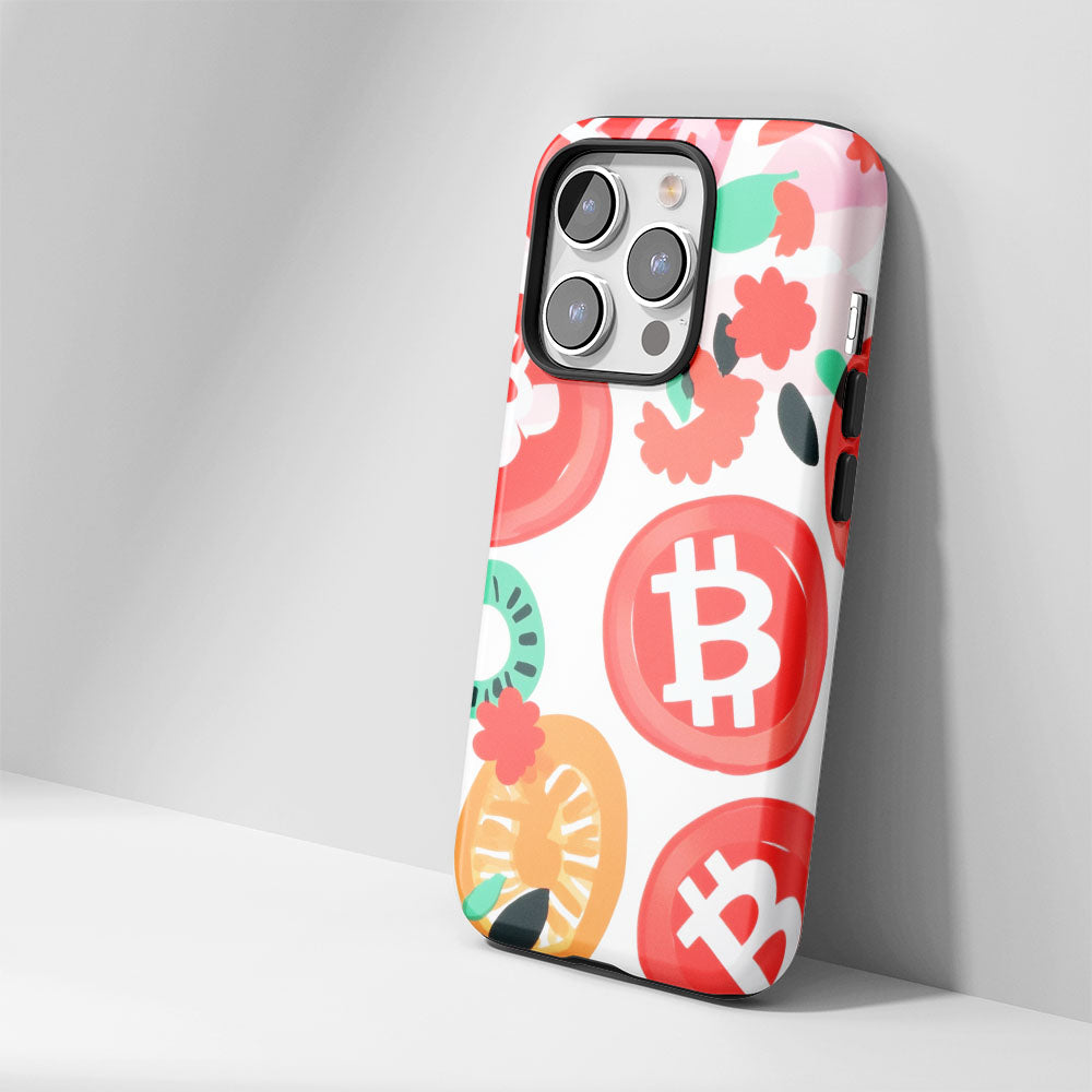 Double-Layer Semi-Handprinted Tough Matte BTC (Bitcoin) iPhone Case