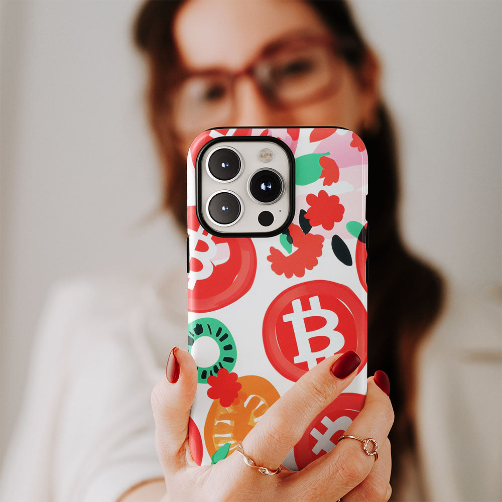 Double-Layer Semi-Handprinted Tough Matte BTC (Bitcoin) iPhone Case