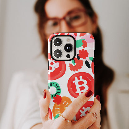 Double-Layer Semi-Handprinted Tough Matte BTC (Bitcoin) iPhone Case