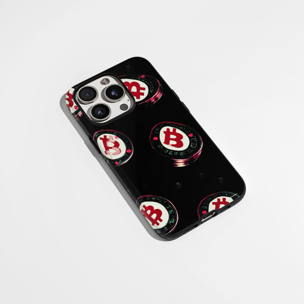 Double-Layer Semi-Handprinted Tough Matte BTC (Bitcoin) iPhone Case