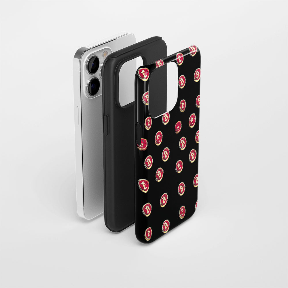 Double-Layer Semi-Handprinted Tough Matte BTC (Bitcoin) iPhone Case