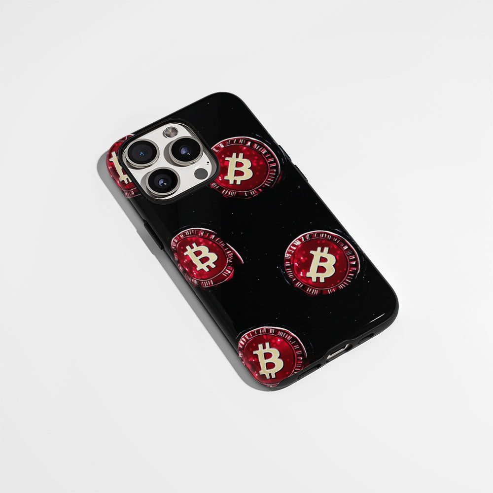 Double-Layer Semi-Handprinted Tough Matte BTC (Bitcoin) iPhone Case