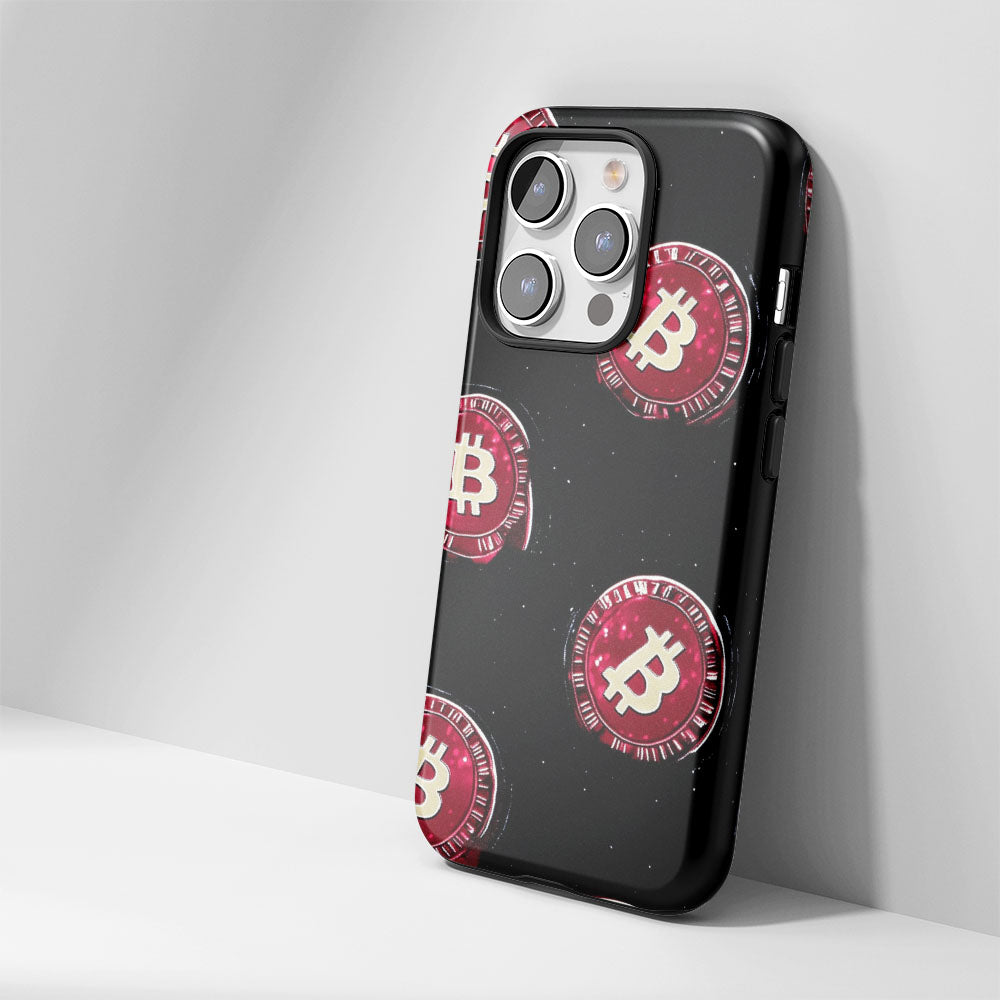 Double-Layer Semi-Handprinted Tough Matte BTC (Bitcoin) iPhone Case