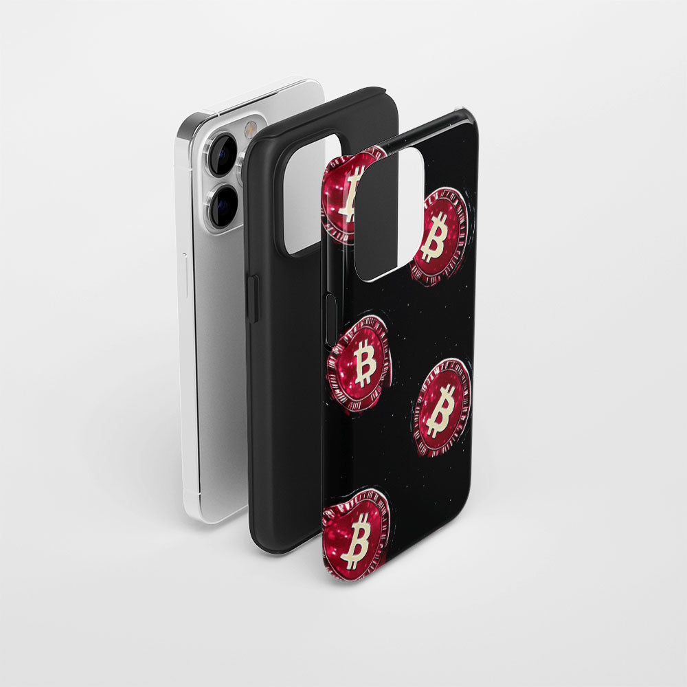 Double-Layer Semi-Handprinted Tough Matte BTC (Bitcoin) iPhone Case