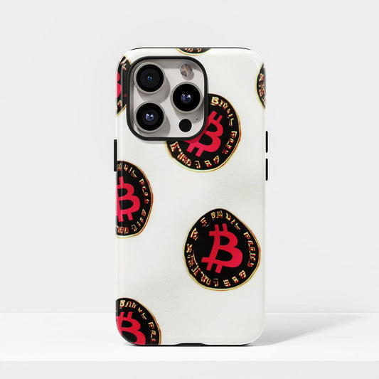 Double-Layer Semi-Handprinted Tough Matte BTC (Bitcoin) iPhone Case