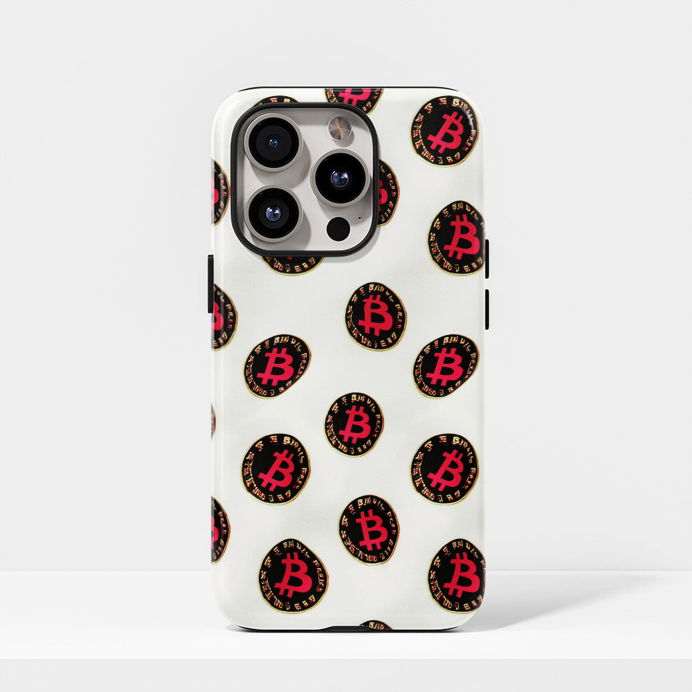 Double-Layer Semi-Handprinted Tough Matte BTC (Bitcoin) iPhone Case