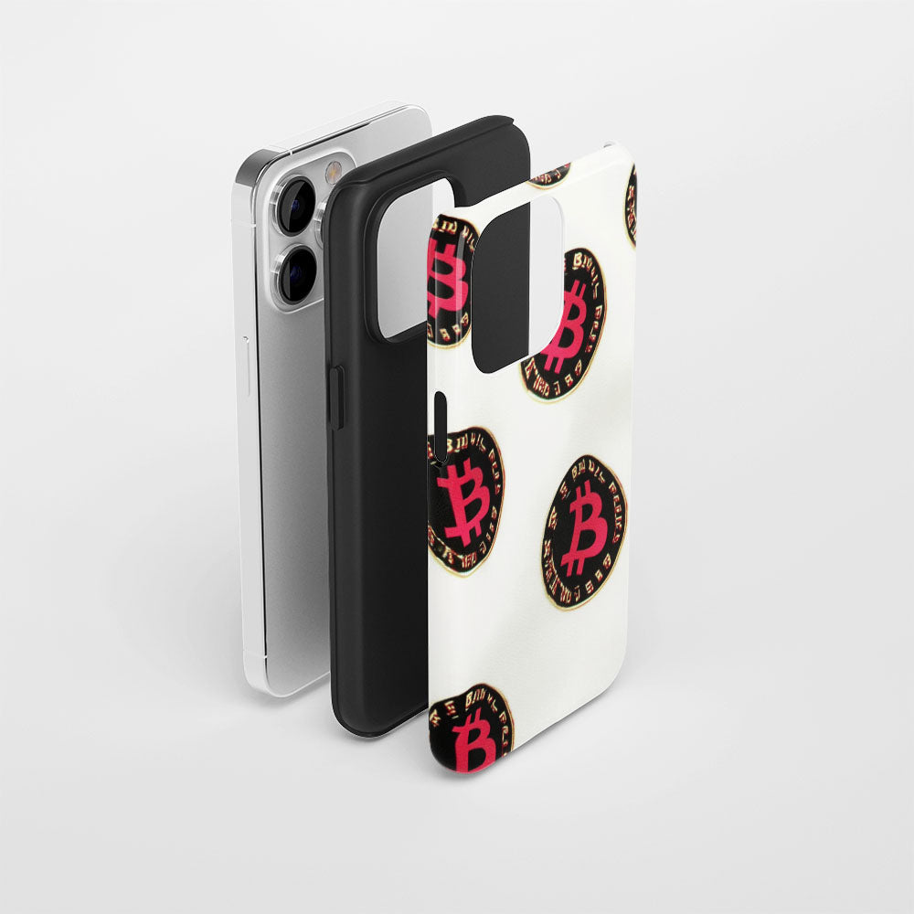 Double-Layer Semi-Handprinted Tough Matte BTC (Bitcoin) iPhone Case