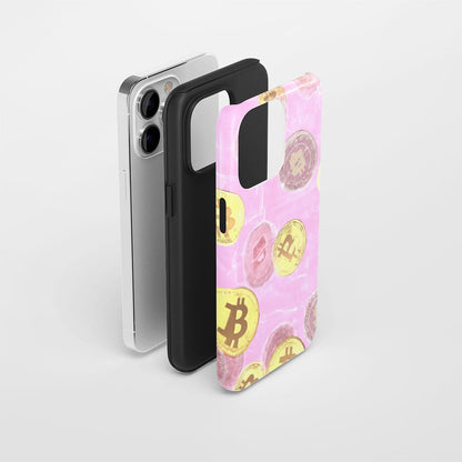 Double-Layer Semi-Handprinted Tough Matte BTC (Bitcoin) iPhone Case