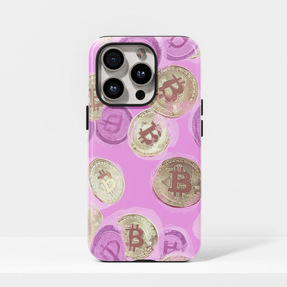 Double-Layer Semi-Handprinted Tough Matte BTC (Bitcoin) iPhone Case