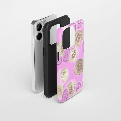 Double-Layer Semi-Handprinted Tough Matte BTC (Bitcoin) iPhone Case