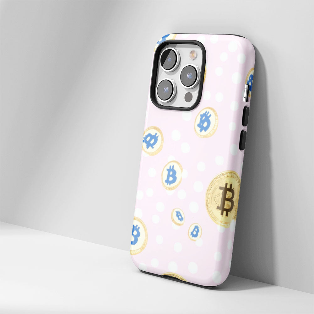 Double-Layer Semi-Handprinted Tough Matte BTC (Bitcoin) iPhone Case