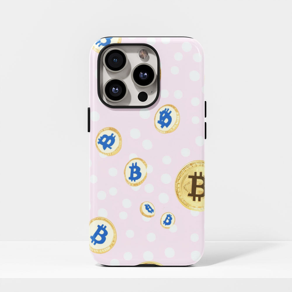 Double-Layer Semi-Handprinted Tough Matte BTC (Bitcoin) iPhone Case