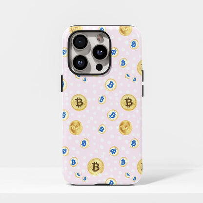 Double-Layer Semi-Handprinted Tough Matte BTC (Bitcoin) iPhone Case