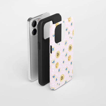 Double-Layer Semi-Handprinted Tough Matte BTC (Bitcoin) iPhone Case