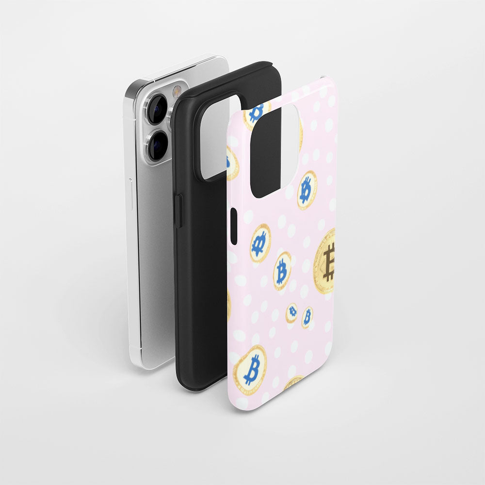 Double-Layer Semi-Handprinted Tough Matte BTC (Bitcoin) iPhone Case