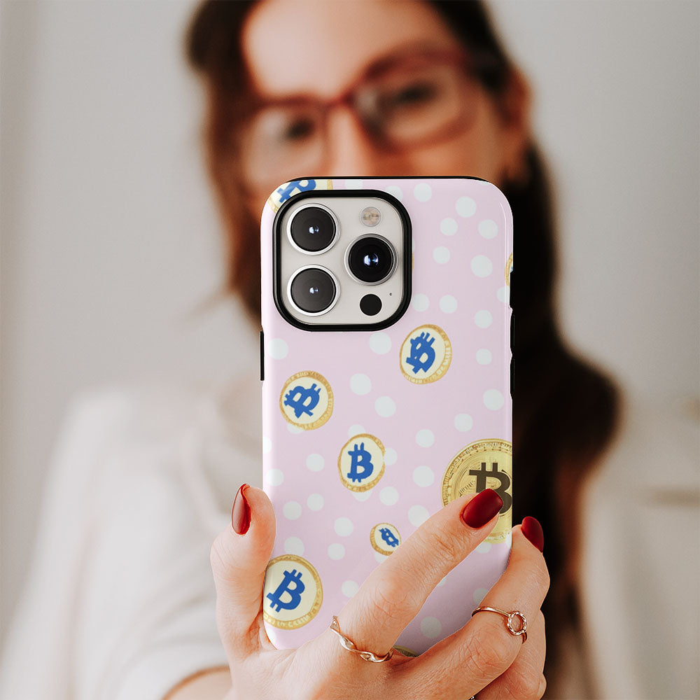 Double-Layer Semi-Handprinted Tough Matte BTC (Bitcoin) iPhone Case