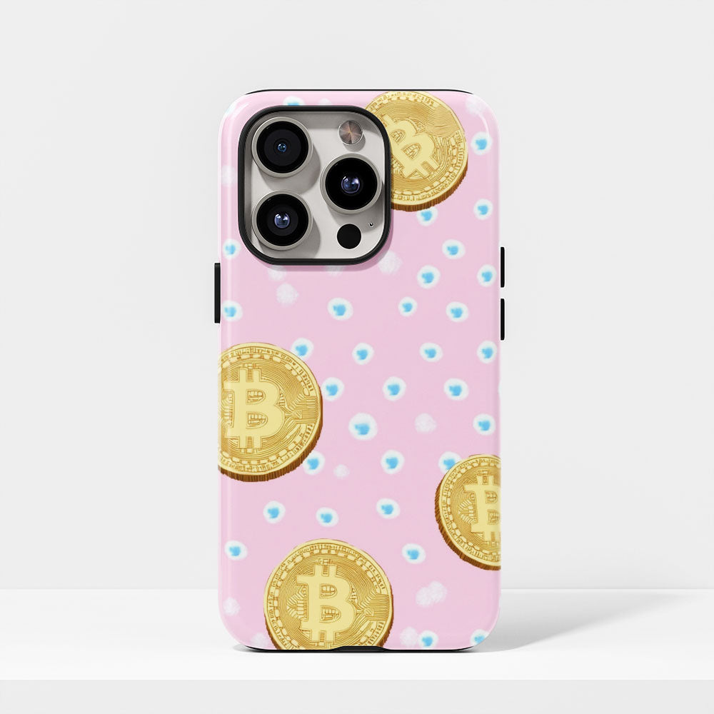 Double-Layer Semi-Handprinted Tough Matte BTC (Bitcoin) iPhone Case