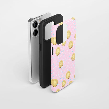 Double-Layer Semi-Handprinted Tough Matte BTC (Bitcoin) iPhone Case