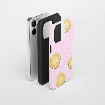 Double-Layer Semi-Handprinted Tough Matte BTC (Bitcoin) iPhone Case