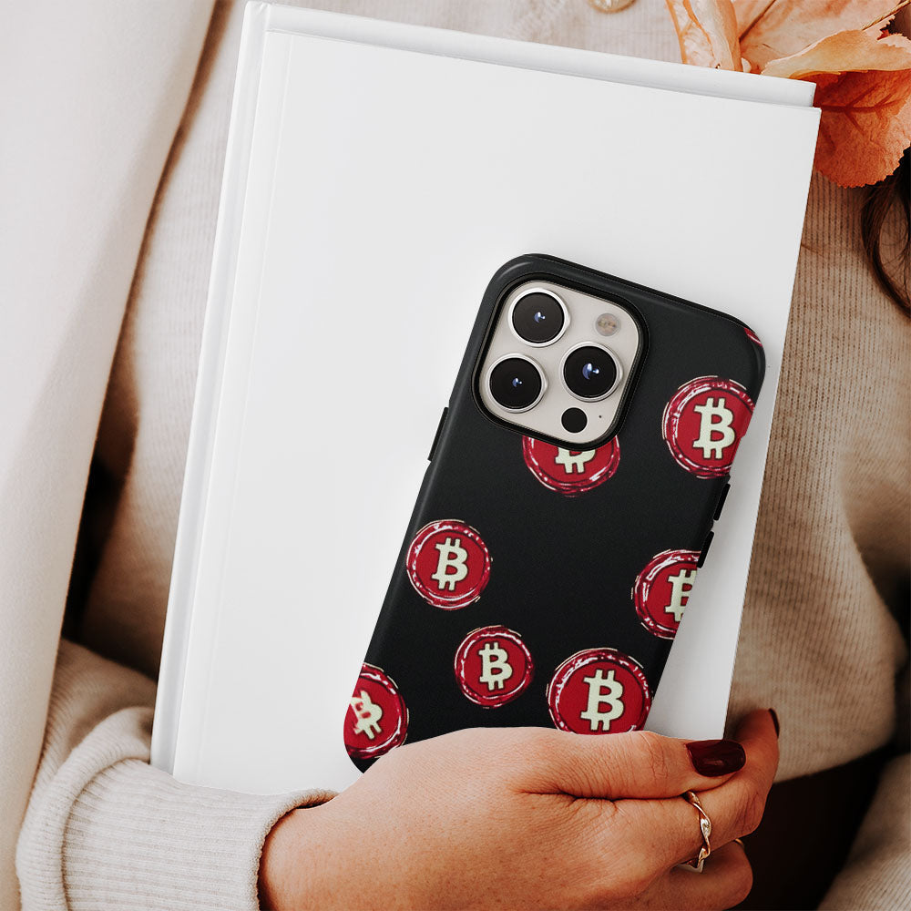 Double-Layer Semi-Handprinted Tough Matte BTC (Bitcoin) iPhone Case