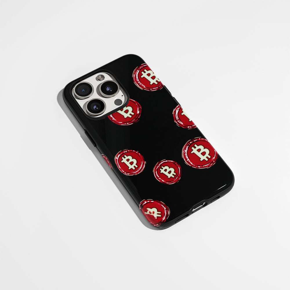 Double-Layer Semi-Handprinted Tough Matte BTC (Bitcoin) iPhone Case