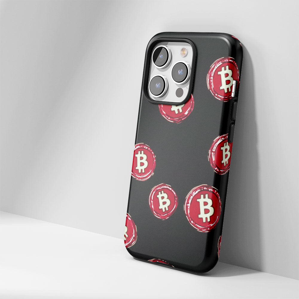 Double-Layer Semi-Handprinted Tough Matte BTC (Bitcoin) iPhone Case