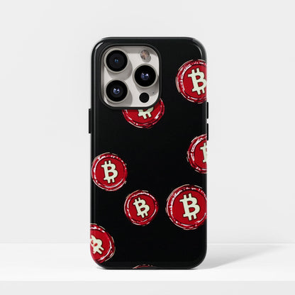 Double-Layer Semi-Handprinted Tough Matte BTC (Bitcoin) iPhone Case