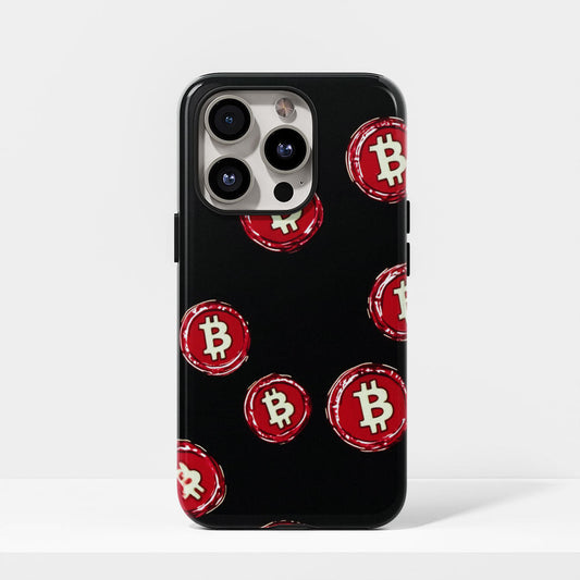 Double-Layer Semi-Handprinted Tough Matte BTC (Bitcoin) iPhone Case