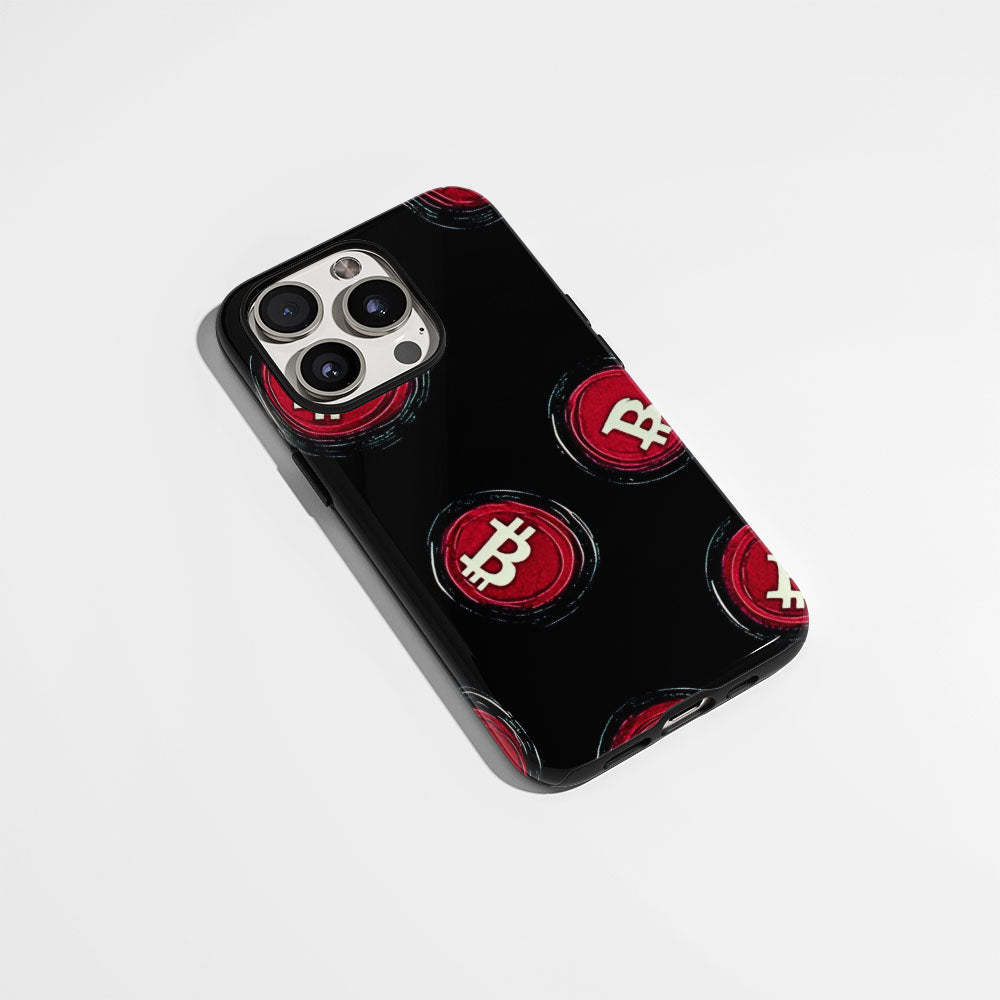 Double-Layer Semi-Handprinted Tough Matte BTC (Bitcoin) iPhone Case