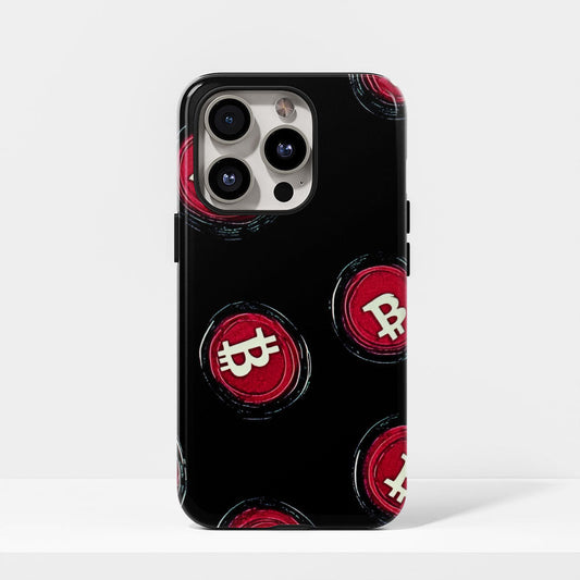 Double-Layer Semi-Handprinted Tough Matte BTC (Bitcoin) iPhone Case