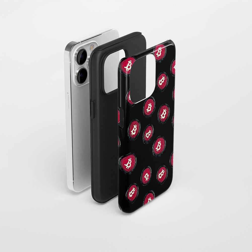 Double-Layer Semi-Handprinted Tough Matte BTC (Bitcoin) iPhone Case