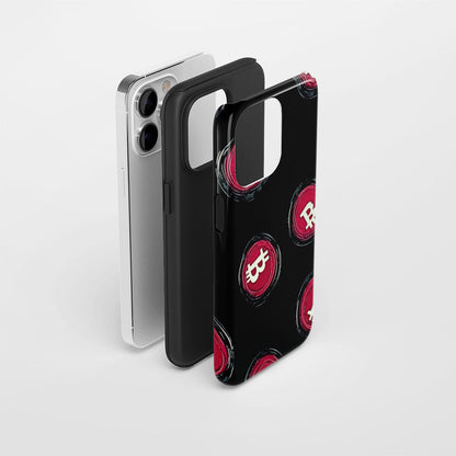 Double-Layer Semi-Handprinted Tough Matte BTC (Bitcoin) iPhone Case