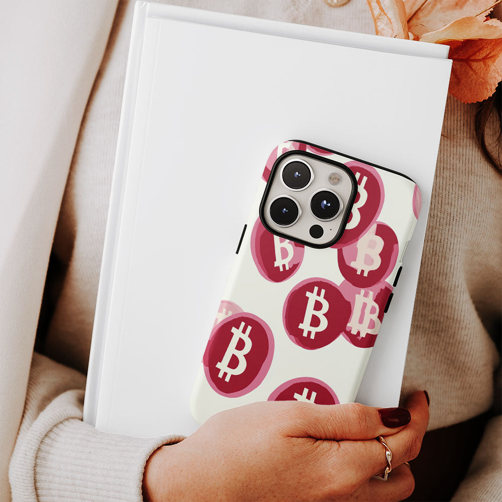 Double-Layer Semi-Handprinted Tough Matte BTC (Bitcoin) iPhone Case