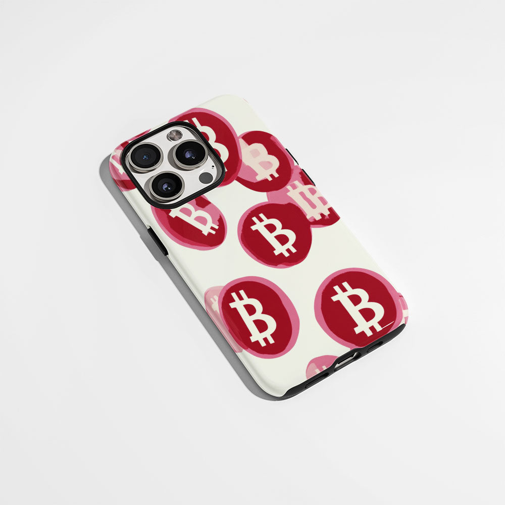 Double-Layer Semi-Handprinted Tough Matte BTC (Bitcoin) iPhone Case