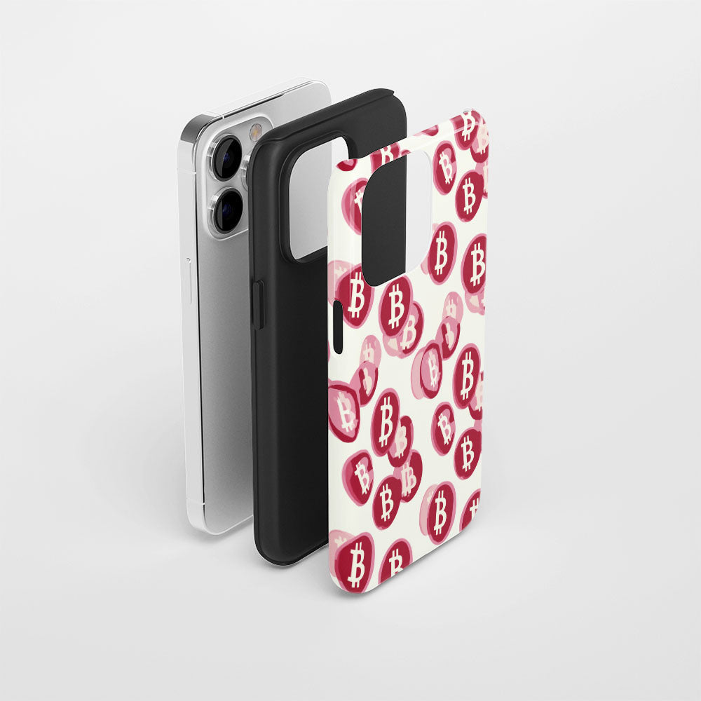 Double-Layer Semi-Handprinted Tough Matte BTC (Bitcoin) iPhone Case