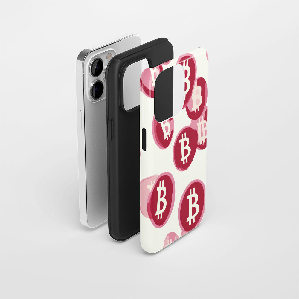 Double-Layer Semi-Handprinted Tough Matte BTC (Bitcoin) iPhone Case