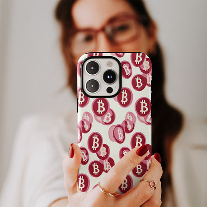 Double-Layer Semi-Handprinted Tough Matte BTC (Bitcoin) iPhone Case