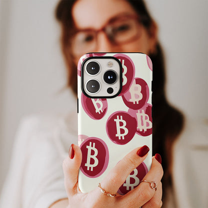 Double-Layer Semi-Handprinted Tough Matte BTC (Bitcoin) iPhone Case