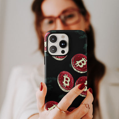 Double-Layer Semi-Handprinted Tough Matte BTC (Bitcoin) iPhone Case