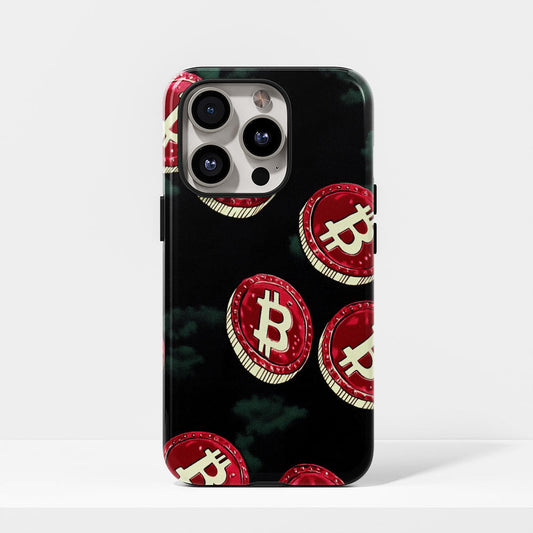 Double-Layer Semi-Handprinted Tough Matte BTC (Bitcoin) iPhone Case