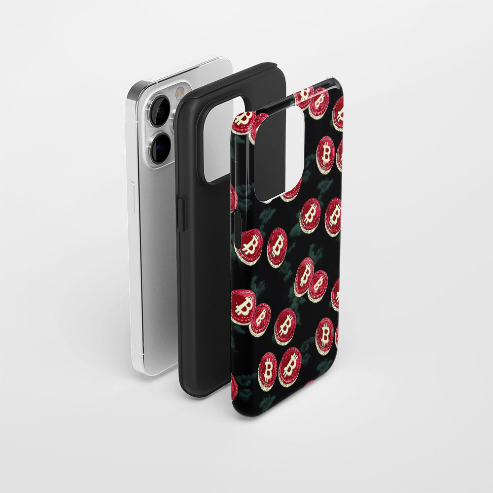 Double-Layer Semi-Handprinted Tough Matte BTC (Bitcoin) iPhone Case